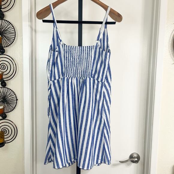 Old Navy Linen Blend Tank Dress - Blue White Stripe, Size L - Picture 4 of 9